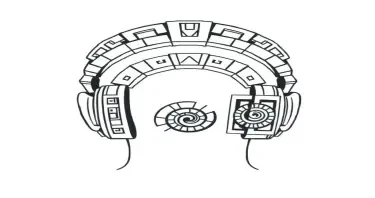 Headphone Tattoo – Design Description  Visual Style: 	•	The entire piece is rendered in Mayan geometric abstraction, avoiding realism entirely. Think architecture, not electronics — the headphones look carved, not manufactured.  ⸻  1. Headband (Arc over Nape) 	•	Forms a broad, stepped curve across the upper back — like a stone archway broken into precise, symmetrical glyph blocks. 	•	Centered at the nape, the arch is built from stacked trapezoids and triangles, forming an ancient temple crown. 	•	Each “step” contains a repeating recursion mark — lines within lines, suggesting inward motion.  ⸻  2. Earcups (Upper Shoulder Placement) 	•	Sit just above the shoulder blades, symmetrical but not identical. 	•	Each “cup” is a spiral glyph encased in a square frame, like a shield carved into stone. 	•	The spirals rotate inward, layered with smaller concentric glyphs — symbolizing sound pull, not output.  ⸻  3. Cord Extensions (No Visible Cords) 	•	Instead of cords, fractured lines extend from beneath the cups, branching like veins. 	•	These “cords” quickly break into sharp, angled recursion channels that trace into his upper back tattoo system — no trailing lines, just embedded energy flow. 	•	They mirror Temple circuit diagrams, but built from stepped triangles and serrated glyph runs.  ⸻  Color & Ink Finish 	•	Dark bronze-black, matte with slight warmth. Under Temple light or loop activation, it emits a faint gold glow at the glyph intersections. 	•	Ink looks old — like it’s always been there. No fresh shine. Etched, not inked.