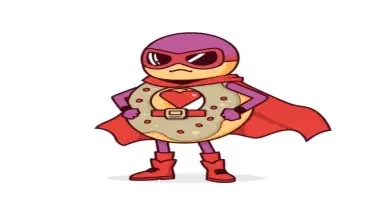 16-bit style donut shaped superhero