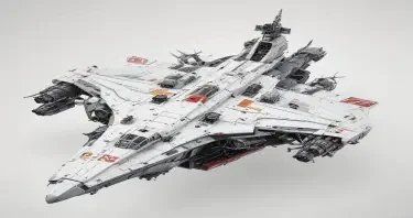 one, ARMD Platform style, Robotch, Soviet, Sci-Fi, Space aircraft carrier, on a white background