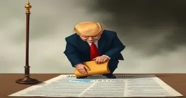 An image of Trump pissing on the constitution