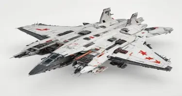 one, ARMD Platform style, Robotch, Soviet, Sci-Fi, Space aircraft carrier, on a white background