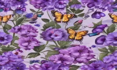 Purple Flowers with butterflies