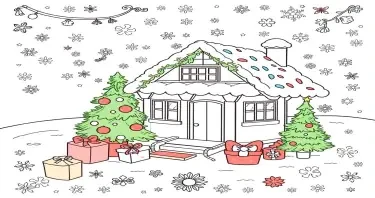 Coloring book holiday with many details