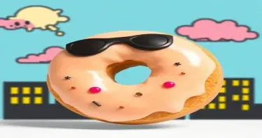 comic book style donut shaped superhero