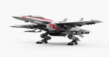 Chinese, Chengdu J-20 style, Macross Valkyrie, Gerwalk Mode, with arms & GU-11 Gun Pod,on a white background