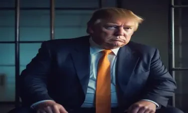 a very fat and sad Donald Trump in jail