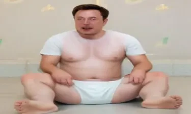 Elon musk in a diaper crying