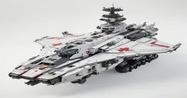 one, ARMD Platform style, Robotch, Soviet, Sci-Fi, Space aircraft carrier, on a white background