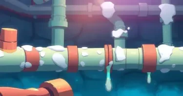 A Pipeline with leaks, the leaks are fixed with multiple corks and plasters