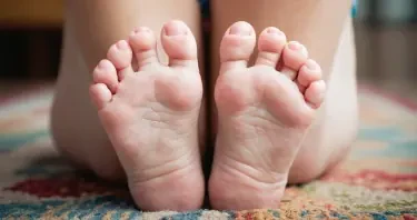 Chubby girl's feet up close