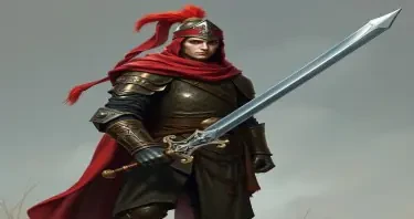 A warhammer fantasty Knight of Ostermark. Young and dressed in clothing similar to that of the Holy Roman Empire. He is carrying a long Flamberge sword.