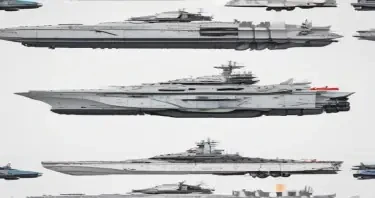 Soviet, Sci-Fi, Space aircraft carrier, battleship gun turrets, on a white background