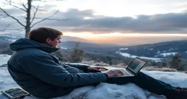 coding in a ofice with an amazing nature view outside