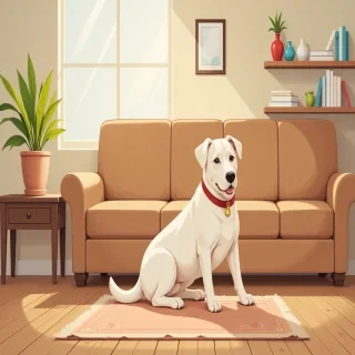 dog at home, clipart style illustration