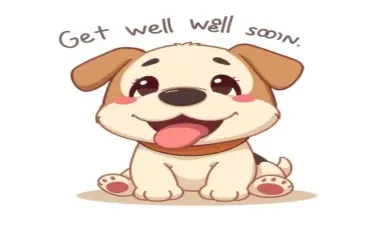 Puppy saying "Get well soon Irene"
