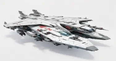 one, ARMD Platform style, Macross Style, Soviet, Sci-Fi, space aircraft carrier, on a white background