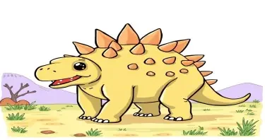 a cartoon drawn Stegosaurus uses to be used in a children's book.