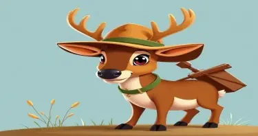 cartoon caracter of a deer dressed as a hunter