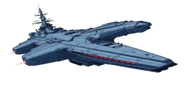 one, Zentraedi style, Soviet, Sci-Fi, space aircraft carrier, on a white background