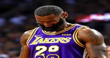 lebron James crying in a Lakers uniform