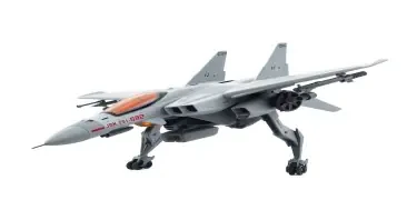 Chinese, Chengdu J-20 style, Macross Valkyrie, Gerwalk Mode, with arms & GU-11 Gun Pod,on a white background
