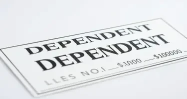 check with "DEPENDENT" stamped on it, for life insurance for 1 million dollars in English