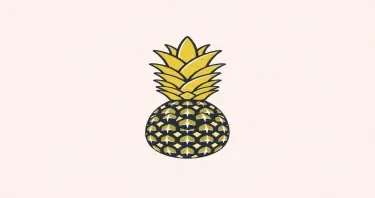 Flat 2D logo design incorporating a whisk with the top of a pineapple
