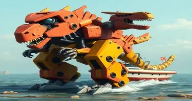 Robot dinosaur transformer that also turns into a boat