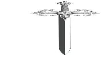 intricate roman sword cross