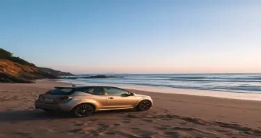 a car in the beach