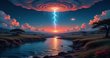 Deep waters flow downward with a steady current, passing by zebra herds quenching their thirst at dawn, their tongues touching the cool surface to soothe the lingering chill of the all-encompassing aura of the tarantula — black and menacing, descending silently from the face of the starry sky on a single thread. Above, clouds swirl with such force that at the end of each misty tendril, a cigarette dangles loosely, drifting through the night like a whisper from an open tin.