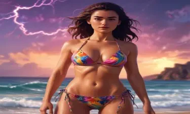 ghilbi style image of Ziva David in a bikini