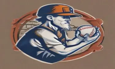 basball logo with a miner