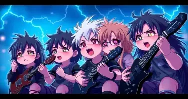 A Group of baby heavy metal fans listening to their favorite music