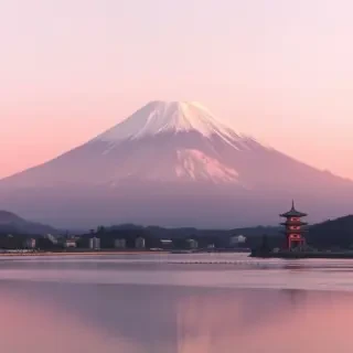 A Sceneric Image of Mount Fuji (in Pinkish tint)