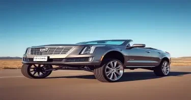 A Cadillac with feet instead of wheels