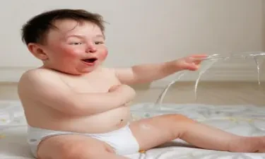 Elon musk in a diaper crying as a toddler