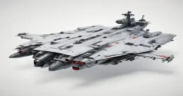 one, Zentraedi style, Soviet, Sci-Fi, space aircraft carrier, on a white background