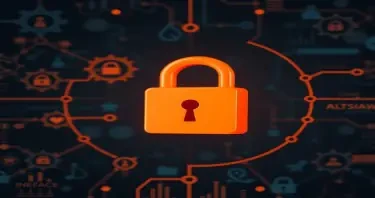 Image related to the protection of intellectual property, industrial property, patents, inventions, innovation. Important: you need to protect your innovations and use the services of a spokesperson. Image without any texts. The padlock in the picture should be orange