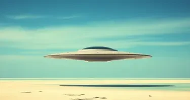 Extraterrestrial flying saucer flying over the Bermuda Triangle.