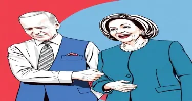 An image of Joe Biden picking the pocket of Nancy Pelosi