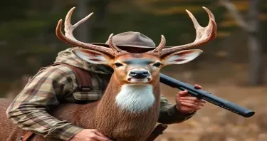 deer dressed as a hunter