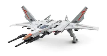 Chinese, Chengdu J-20 style, symmetrical, Macross Valkyrie, Gerwalk Mode, with arms & GU-11 Gun Pod,on a white background