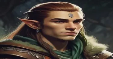 A fifth-edition dungeons and dragons characer who is a young male eladrin druid with a low strength.