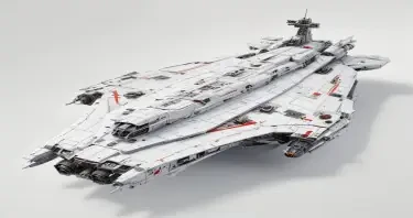 one, ARMD Platform style, Robotch, Soviet, Sci-Fi, Space aircraft carrier, on a white background