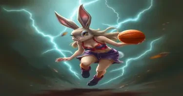 a sexy lady rabbit playing basketball