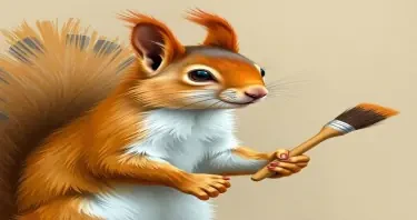 squirrel with a paint brush