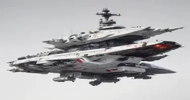 one, ARMD Platform style, Robotch, Soviet, Sci-Fi, Space aircraft carrier, on a white background