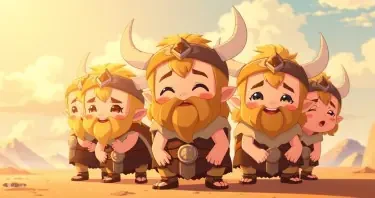 A group of baby vikings, looking cute and innocent.