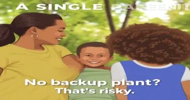 A single parent with kids + text: "No backup plan? That’s risky(multiracial)